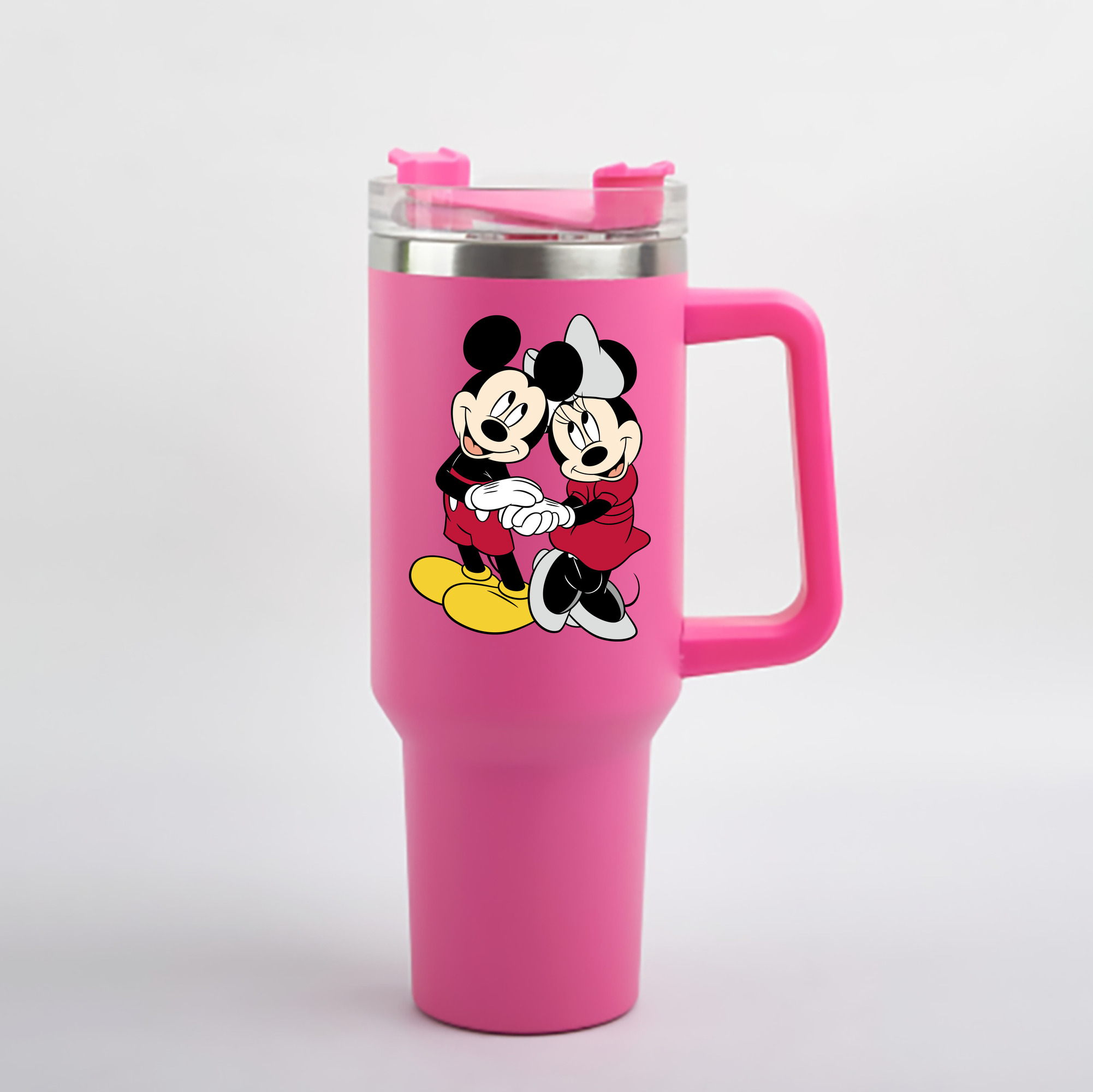 （画像用） ミッキーマウス Mickey Mouse 1200mL車用タンブラー - クリスタルステッカー（プラスチックストロー付き）